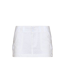 Cotton Eyelet Cargo Skirt | White