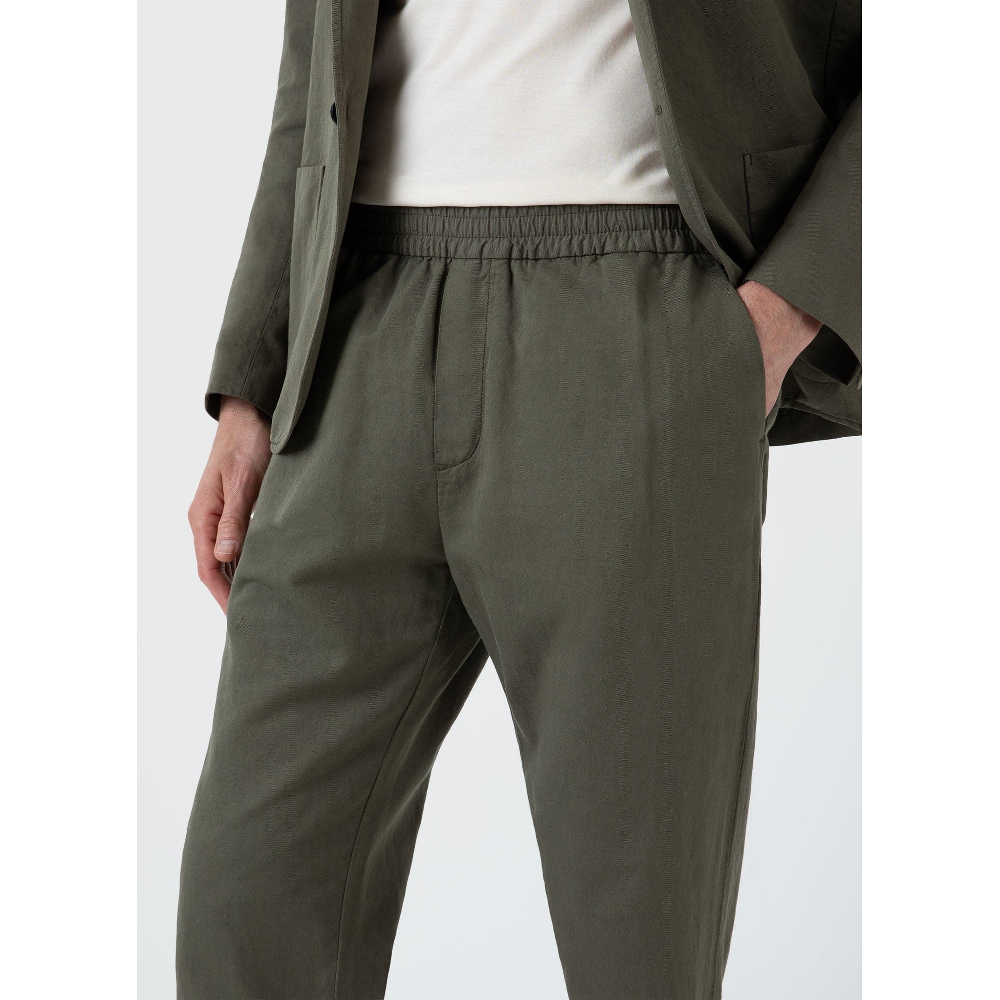 Cotton Linen Drawstring Trouser | Men | Khaki