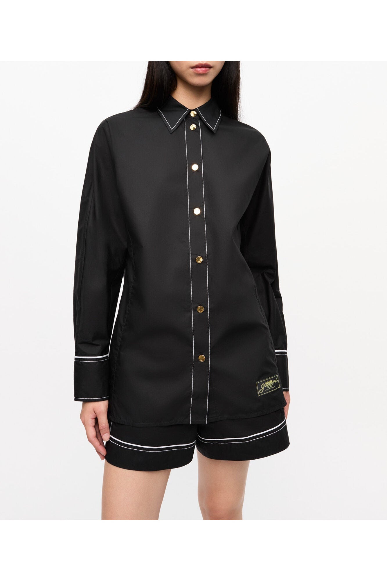 Cotton Poplin Raglan Shirt | Black