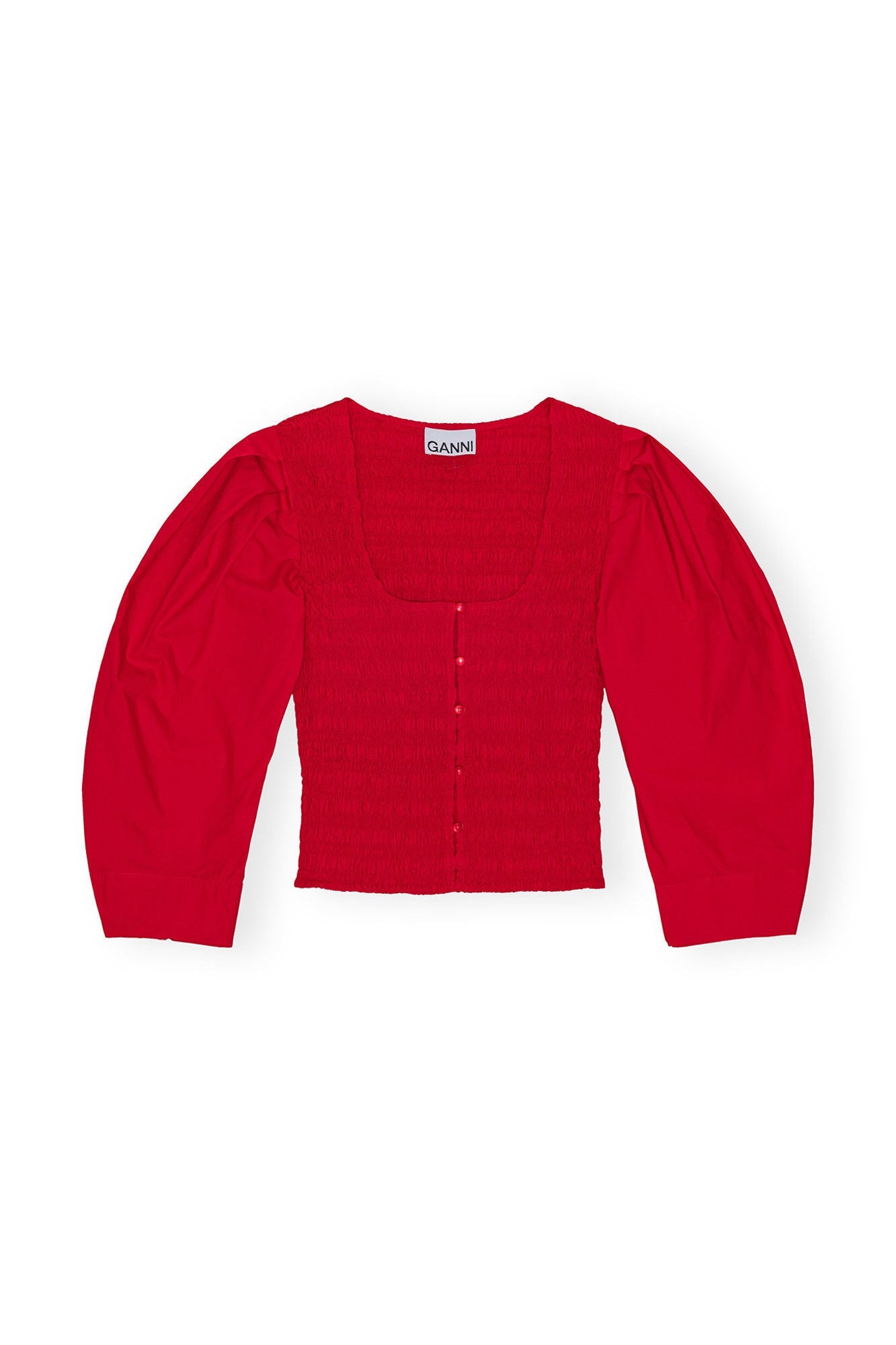 Cotton Poplin Smock Blouse | Racing Red