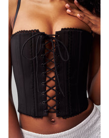 Cotton Scallop Corset | Black