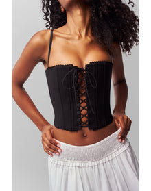 Cotton Scallop Corset | Black