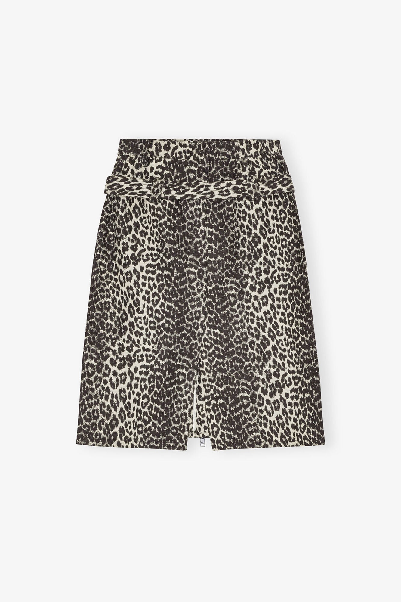 Cotton Tweed Midi Skirt | Leopard