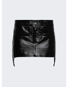 Courrèges | Women | Vinyl Suspenders Mini Skirt | Black