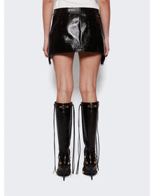 Courrèges | Women | Vinyl Suspenders Mini Skirt | Black