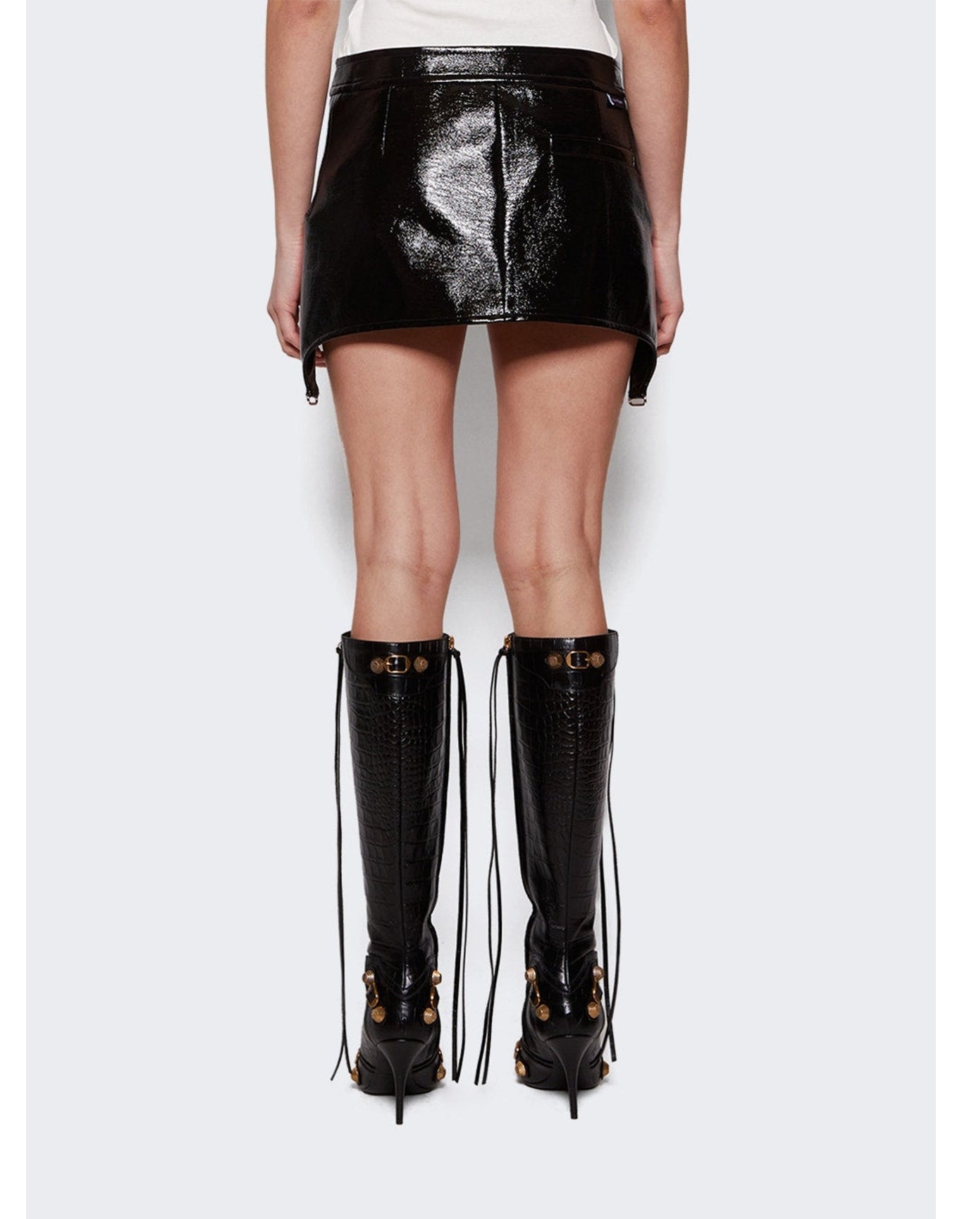 Courrèges | Women | Vinyl Suspenders Mini Skirt | Black
