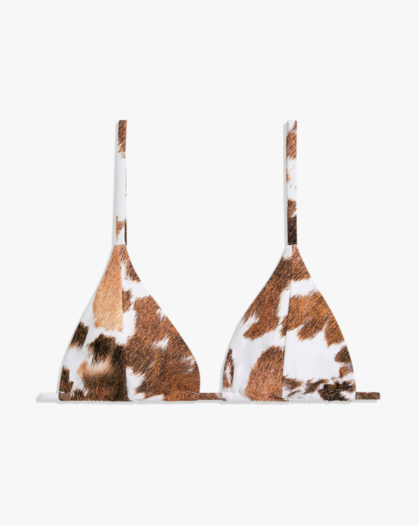 Cooper Cowhide Bikini Top | Brown