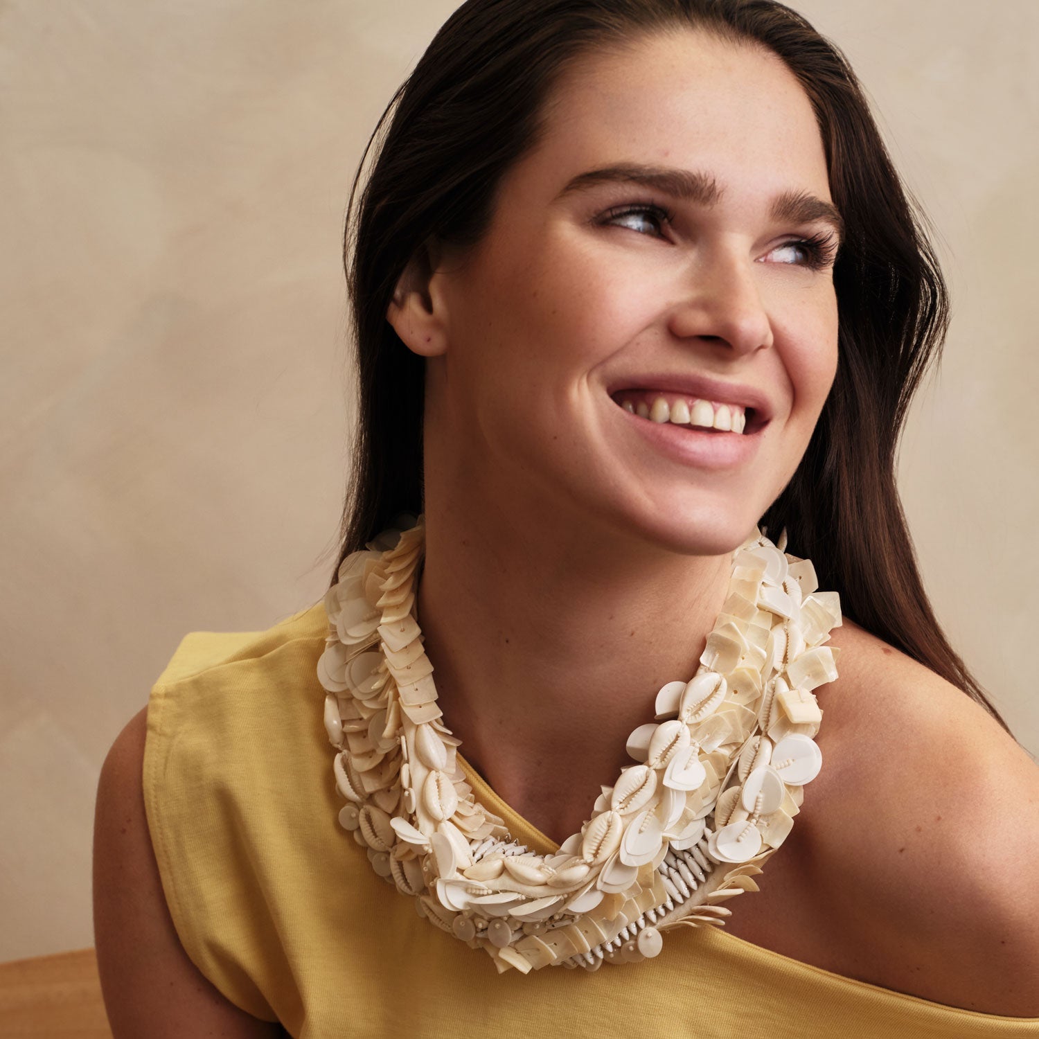 Cowrie Mini Scarf Necklace | White | Sea Shells