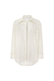 Raspberry Stitch Long Sleeve Button Down Shirt | Cream