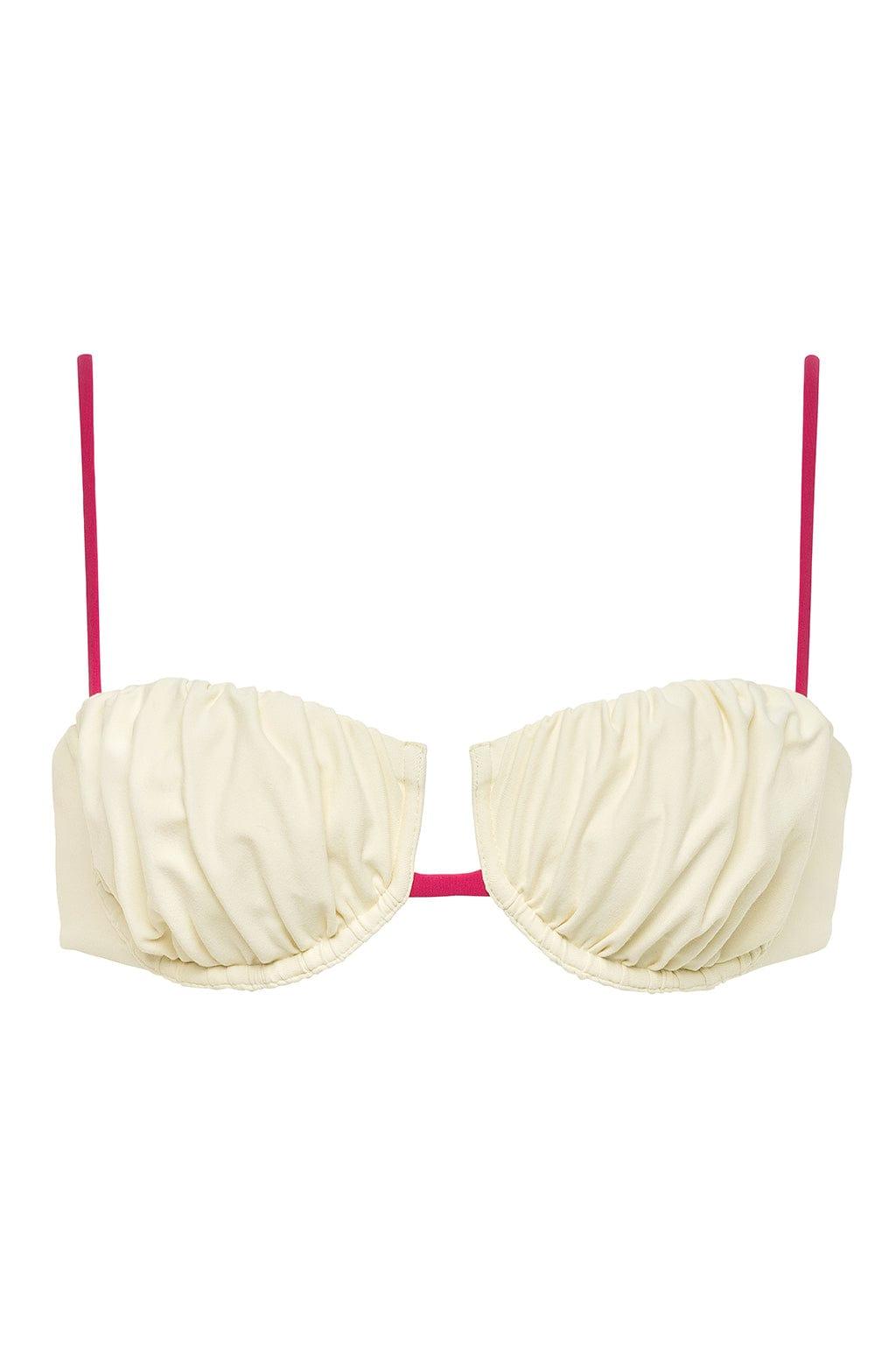 Petal Bikini Top | Cream Raspberry Binded