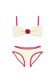 Mini | Rosa Lulu Bikini Set | Cream Raspberry Binded