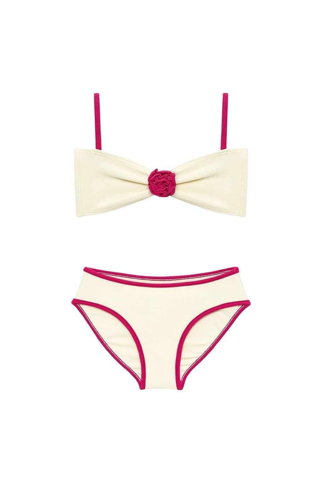 Mini | Rosa Lulu Bikini Set | Cream Raspberry Binded
