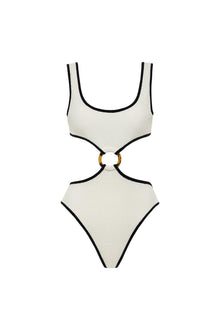 (Black Binded) Ky One-Piece | Cream Black Binded Terry Rib