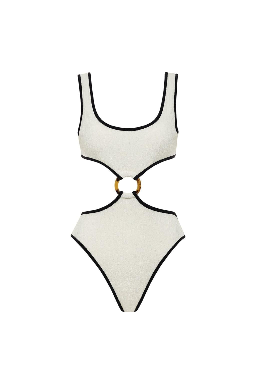 (Black Binded) Ky One-Piece | Cream Black Binded Terry Rib