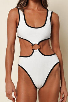 (Black Binded) Ky One-Piece | Cream Black Binded Terry Rib
