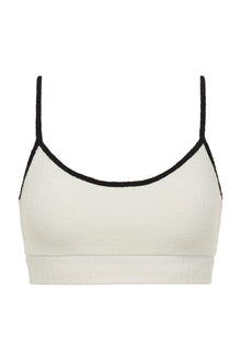 (Black Binded) Simple Sport Top | Cream Black Binded Terry Rib