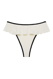 (Black Binded) Tamarindo Ruffle Bikini Bottom | Cream Black Binded Terry Rib