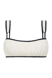 (Black Binded) Victoria Bikini Top | Cream Black Binded Terry Rib