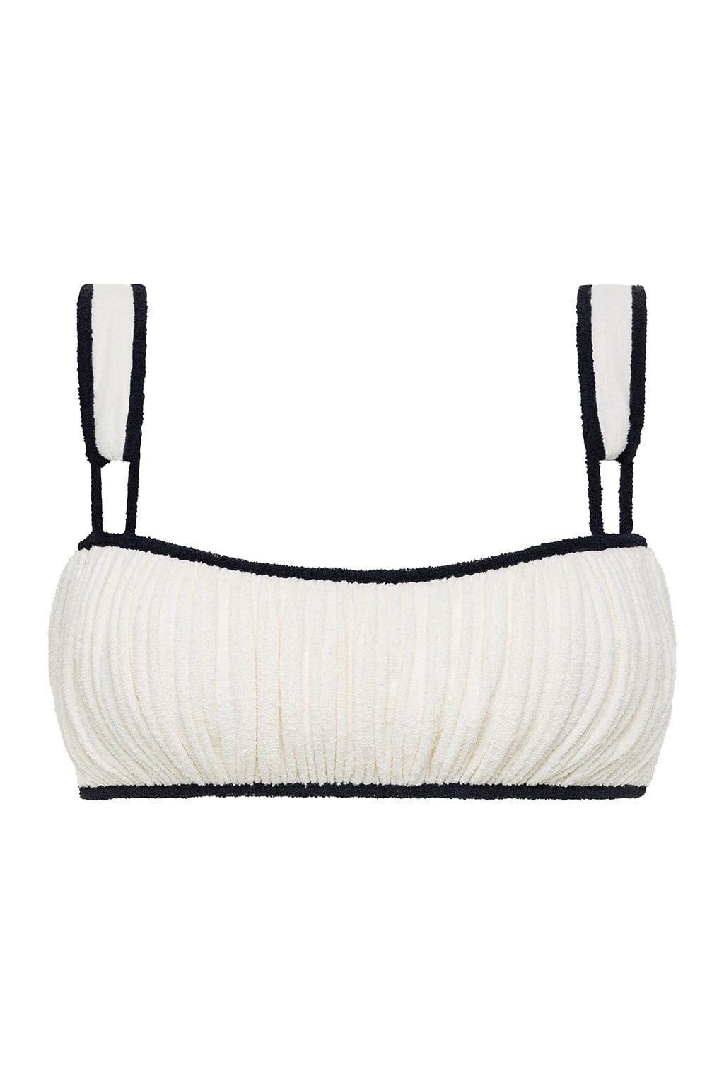 (Black Binded) Victoria Bikini Top | Cream Black Binded Terry Rib