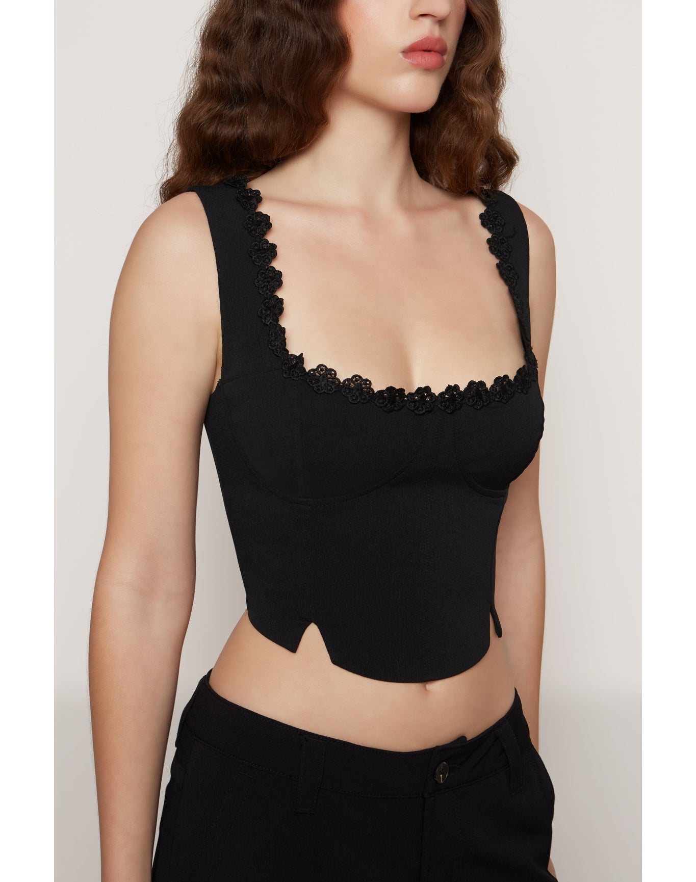 Crepe Bustier Top | Black