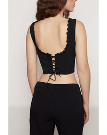 Crepe Bustier Top | Black
