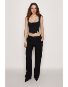 Crepe Cargo Pants | Black