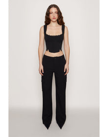 Crepe Cargo Pants | Black