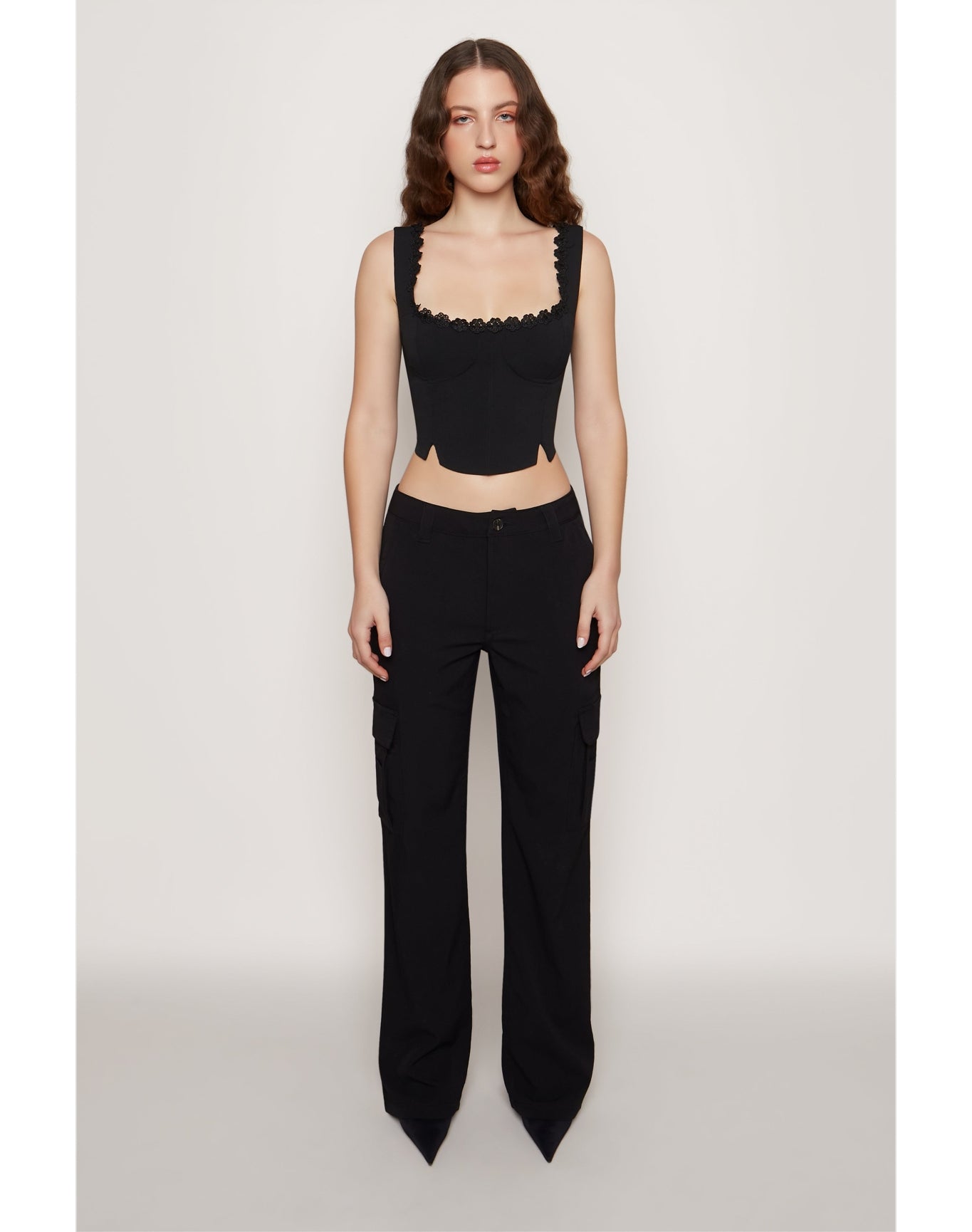 Crepe Cargo Pants | Black