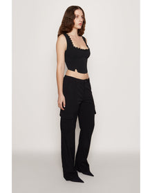 Crepe Cargo Pants | Black