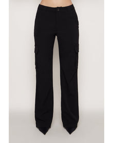 Crepe Cargo Pants | Black