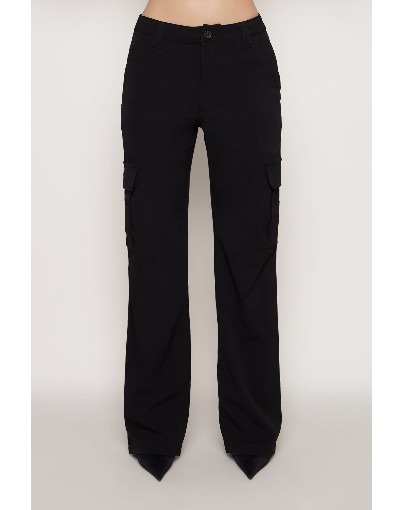 Crepe Cargo Pants | Black