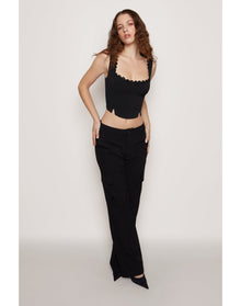Crepe Cargo Pants | Black