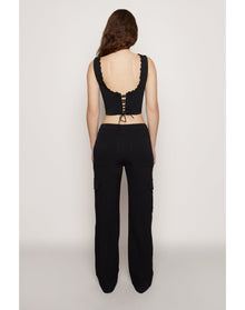 Crepe Cargo Pants | Black
