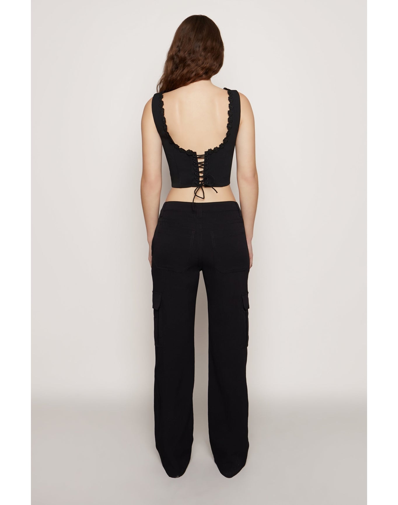 Crepe Cargo Pants | Black