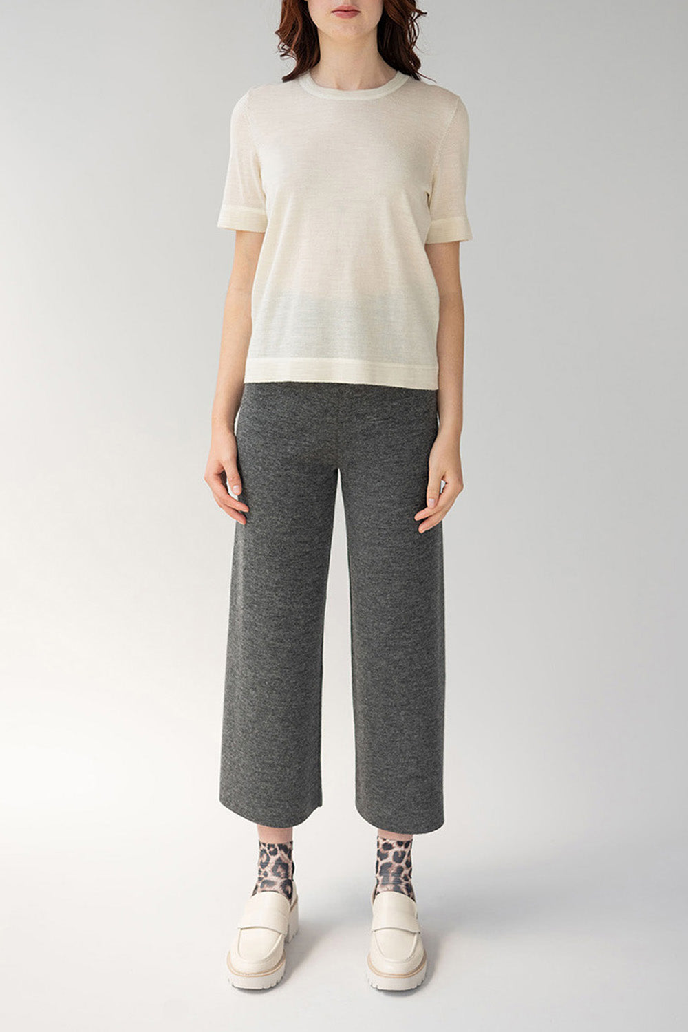Crew Neck Sweater Tee | Ivory