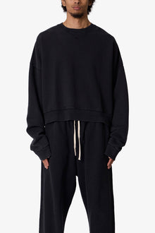 Cropped Crewneck | Washed Black