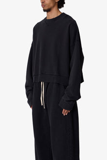 Cropped Crewneck | Washed Black