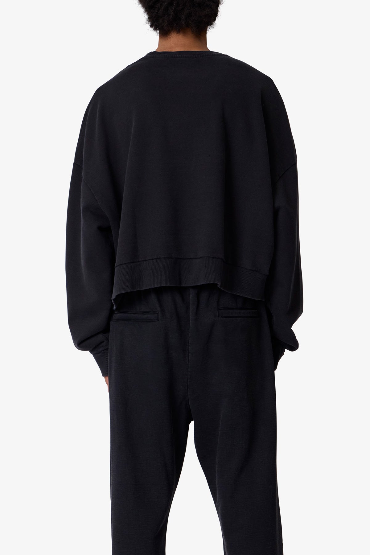 Cropped Crewneck | Washed Black