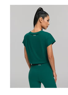 Cropped Cotton T-Shirt | Dark Moss