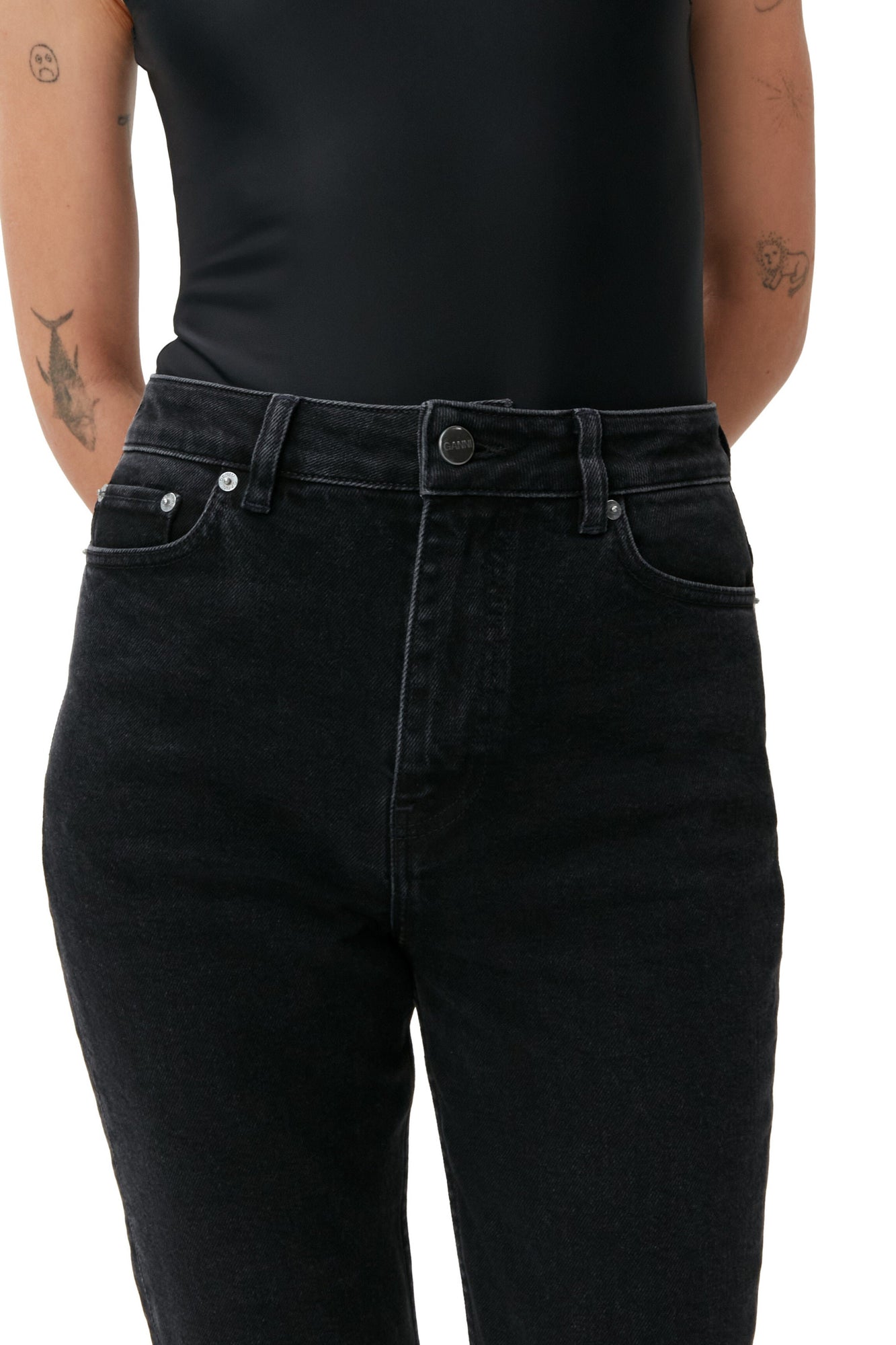 Cropped Jeans | Washed Black/Black