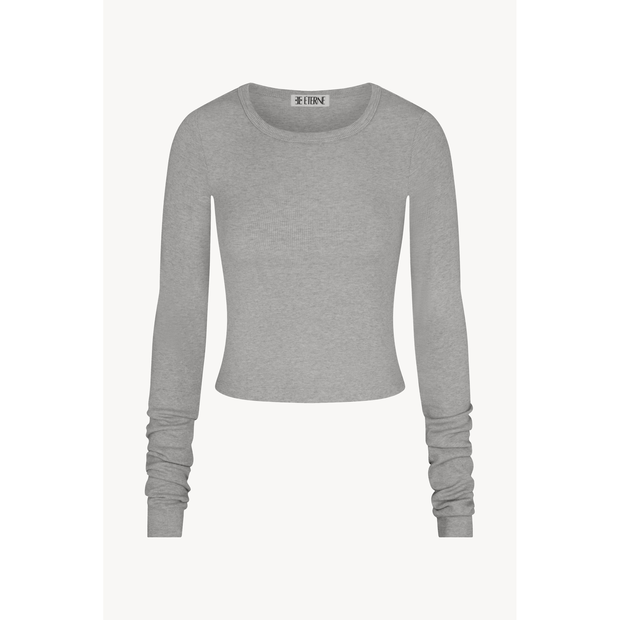 Cropped Long Sleeve Fitted Top | Heather Grey