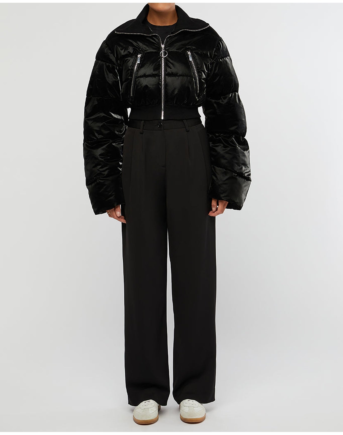 Cropped Puffer Jacket | Black