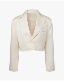 Cropped Satin Blazer | Ivory