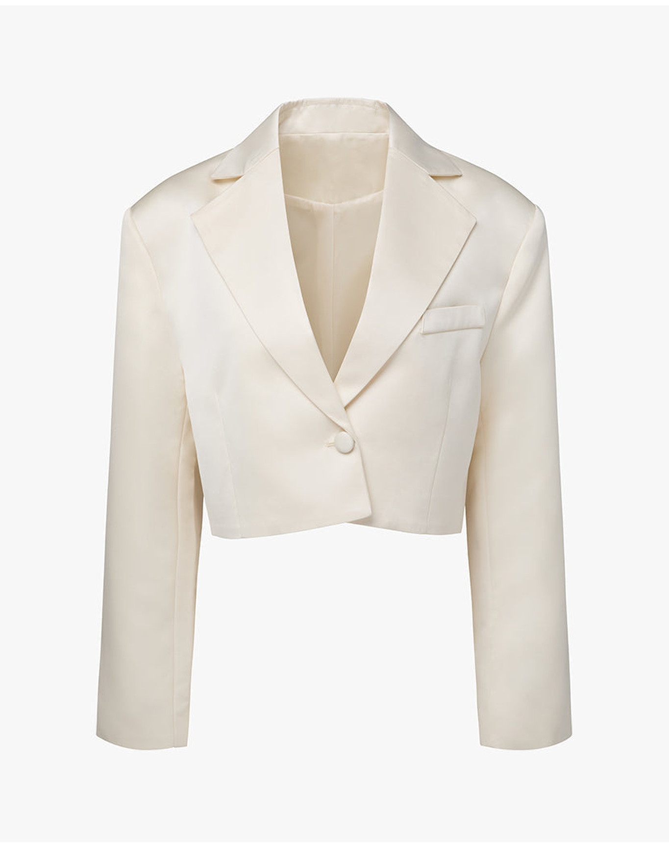 Cropped Satin Blazer | Ivory