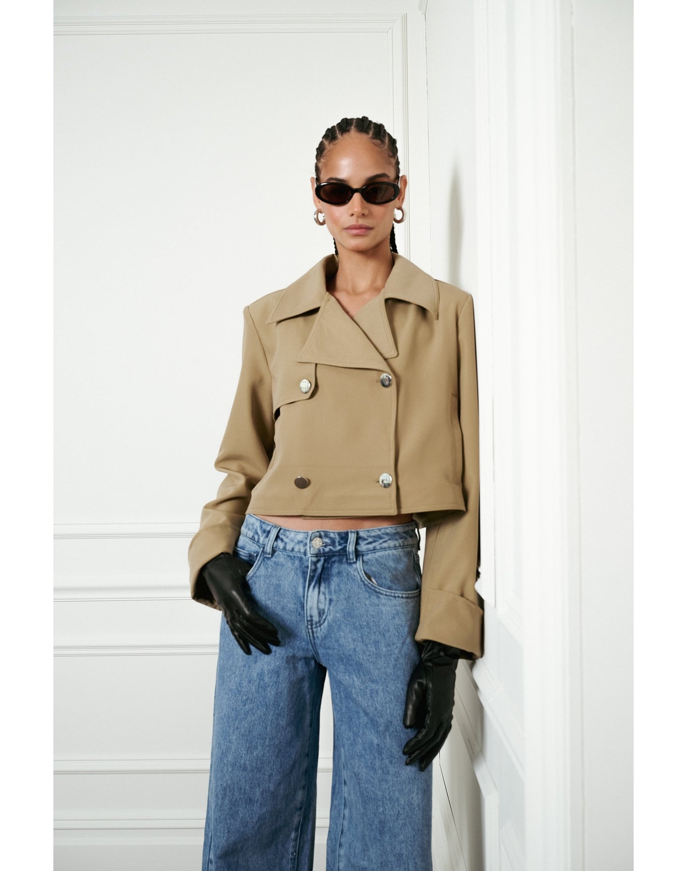 Cropped Trench Coat | Soft Brown