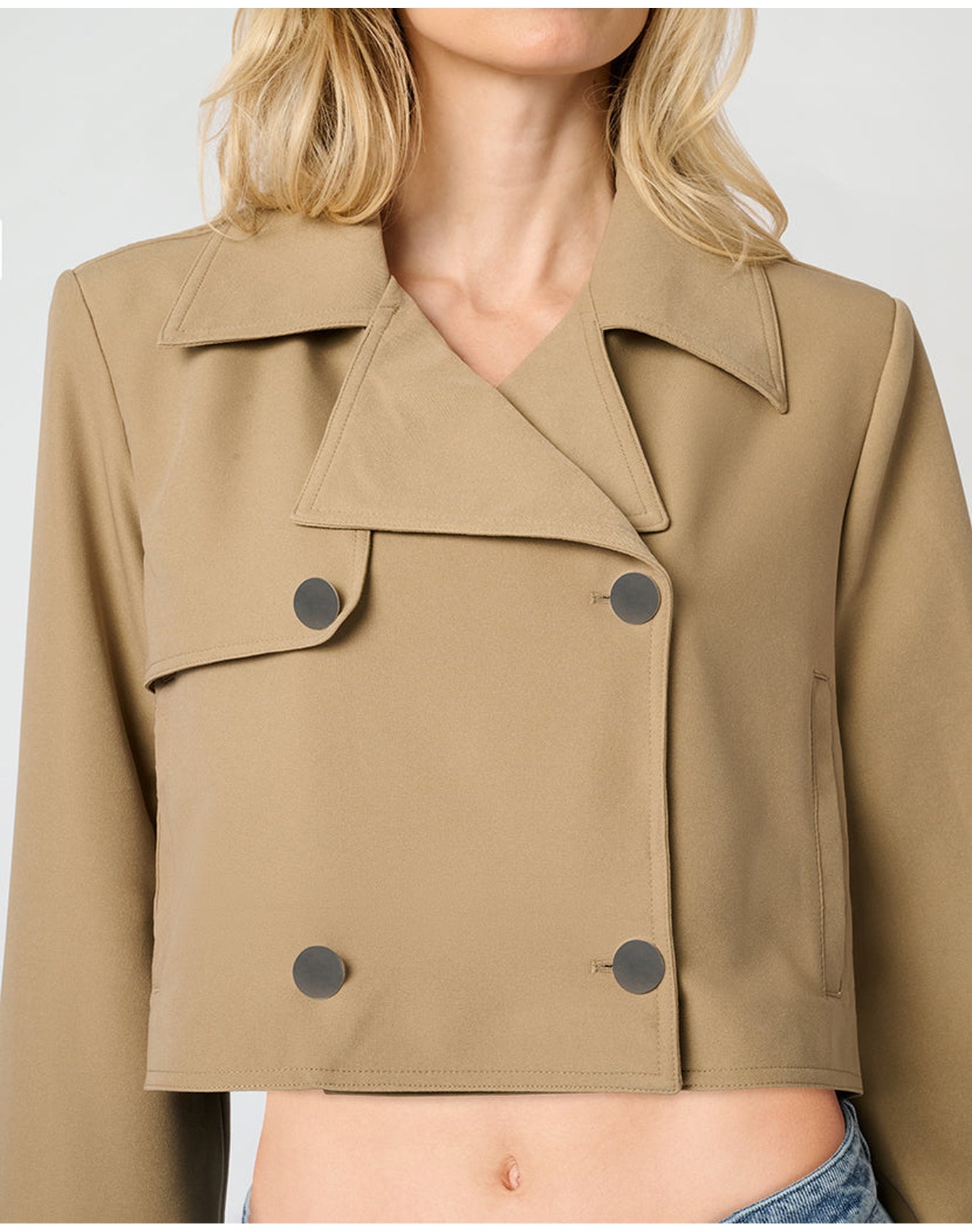 Cropped Trench Coat | Soft Brown