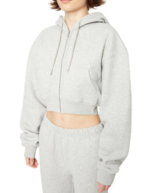 Cropped Zip-Up Hoodie | Heather Grey