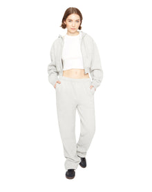 Cropped Zip-Up Hoodie | Heather Grey