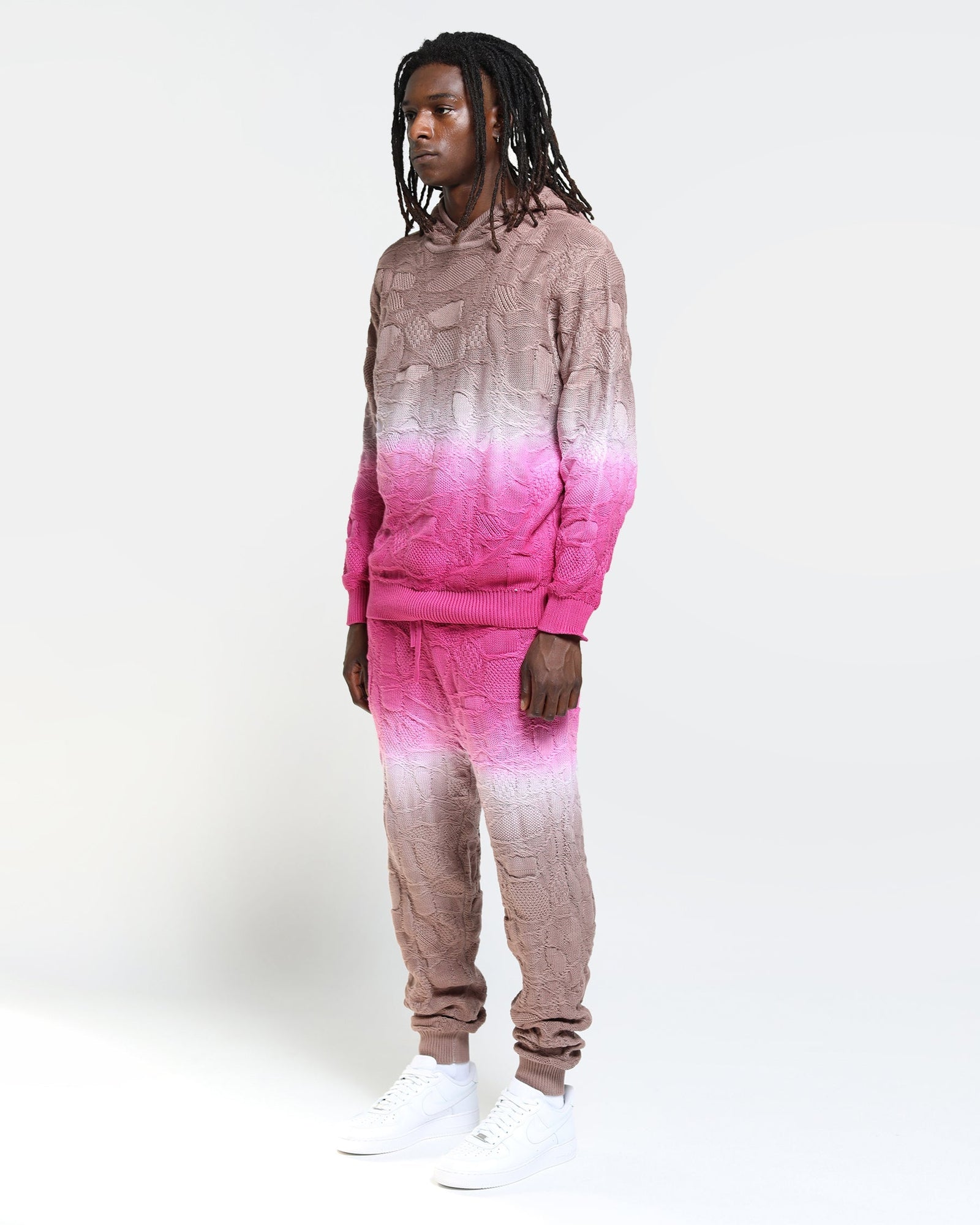 Crossover Netting Sweater Dip Dye Hoodie-Mens-Twenty