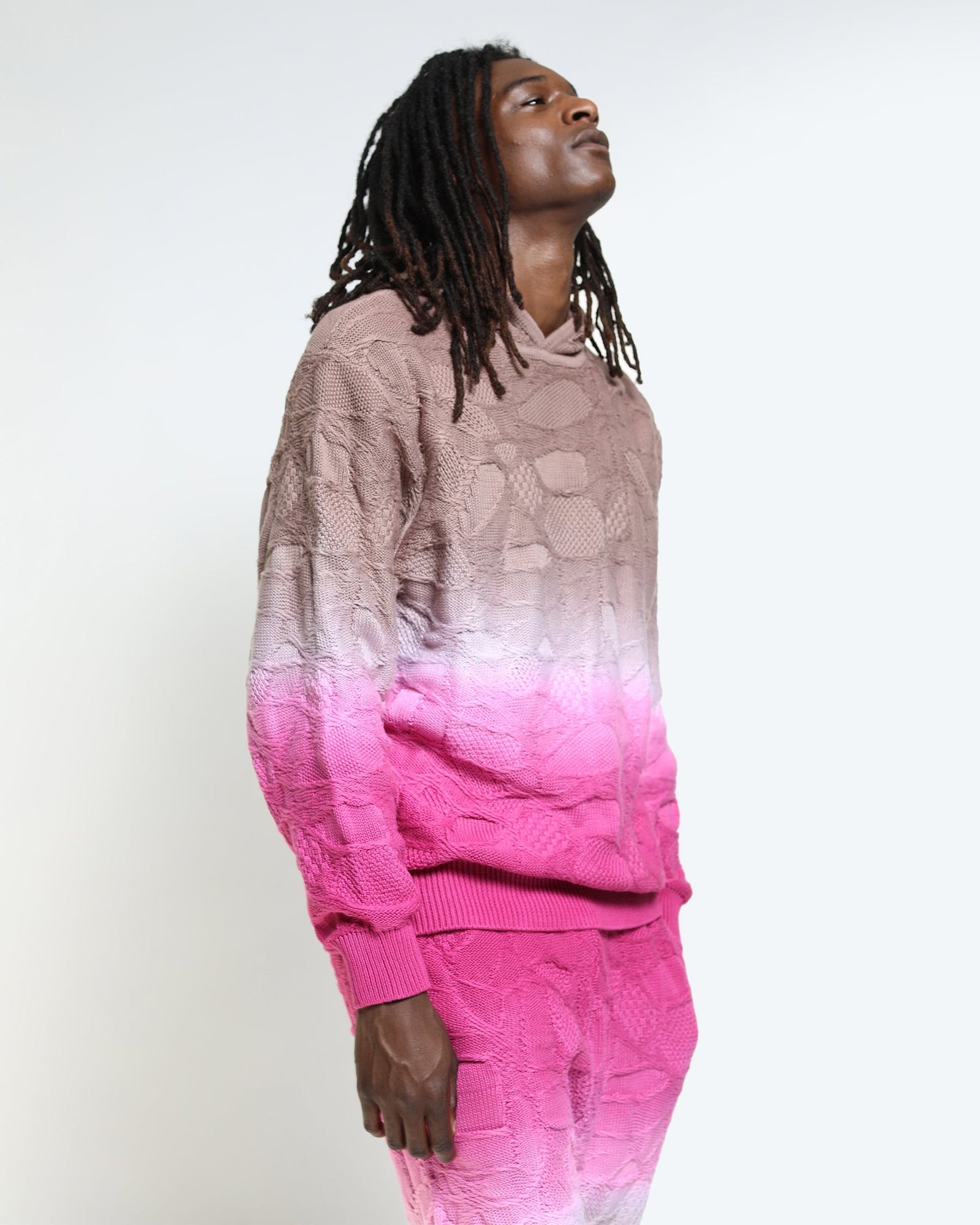 Crossover Netting Sweater Dip Dye Hoodie-Mens-Twenty